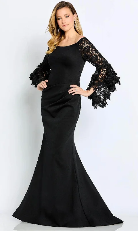 Vibrant Styles Cameron Blake CB104 - Laced Long-Sleeved Formal Gown