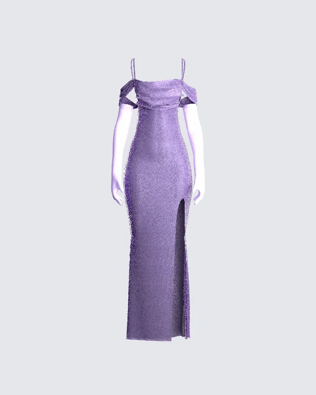 Chic Outfits Tessa Purple Maxi Dress & Gloves