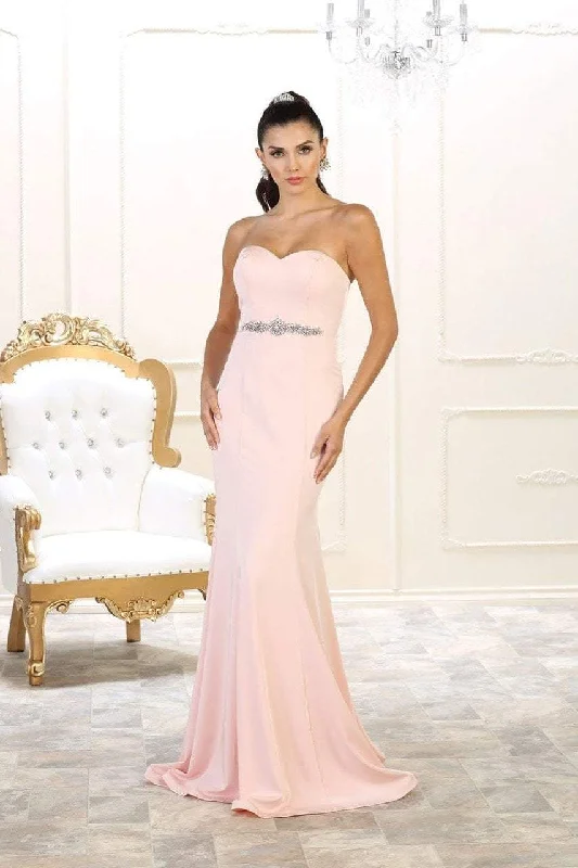 Vibrant Styles May Queen Strapless Glimmering Waist Evening Gown MQ1497 - 1 pc Blush In Size 8 and 1 pc Burgundy in Size 6 Available