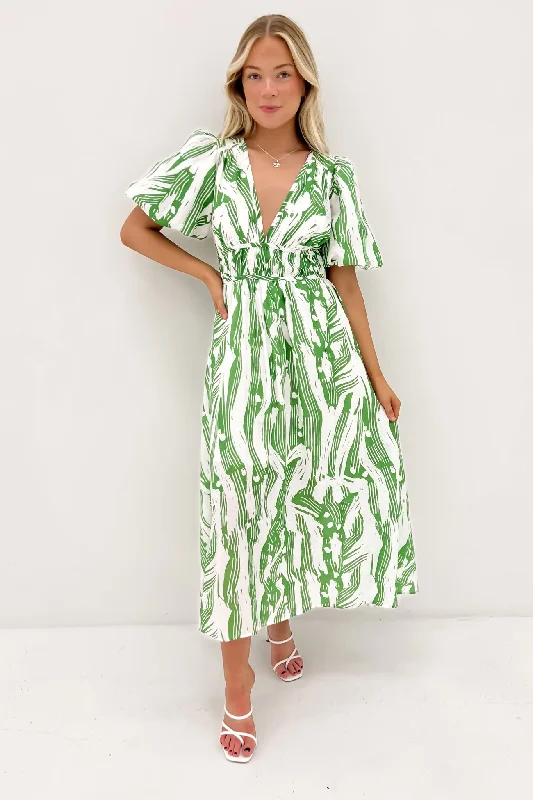 Seasonal Trends Marcus Midi Dress Green Jungle