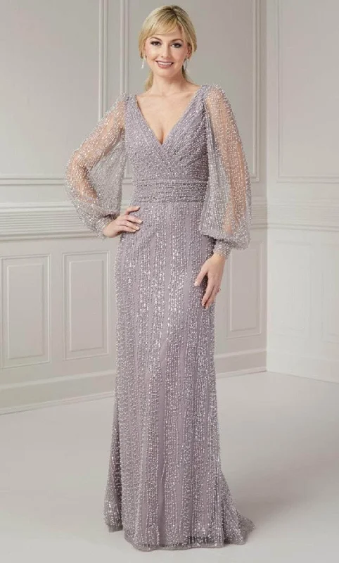 Save Big Christina Wu Elegance 17124 - Puff Sleeve Beaded Evening Gown