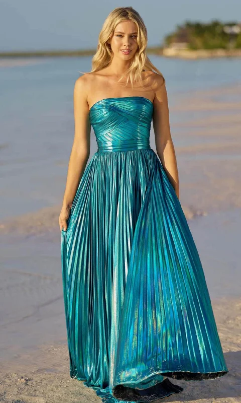 Online Boutiques Clothing Sherri Hill 55768 - Strapless Metallic Evening Gown