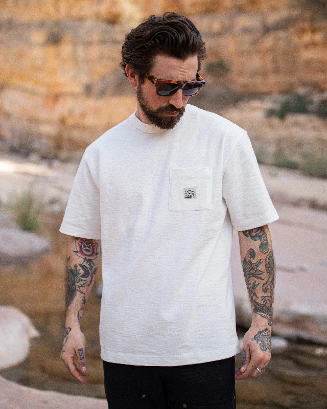 Relaxed Fashion Workwear Slub Pocket T-shirt - Off White