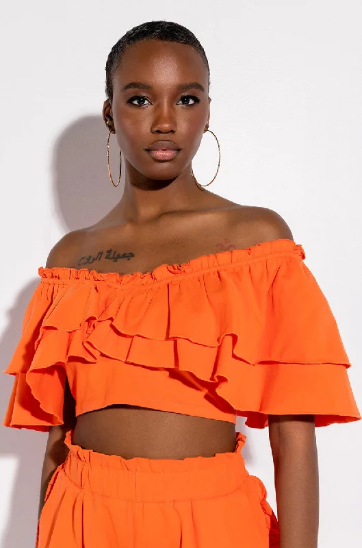 Extreme Clearance Deals CHEYENNE RUFFLE CROP TOP