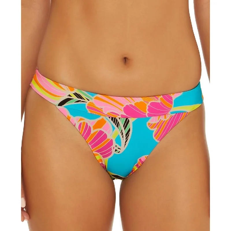 Relaxed Style Poppy Banded Hipster Womens Printed Nylon Swim Bottom Separates