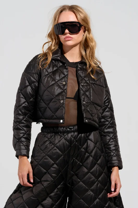 Holiday Special Offers VIVI CROPPED PUFFER BOMBER IN BLACK