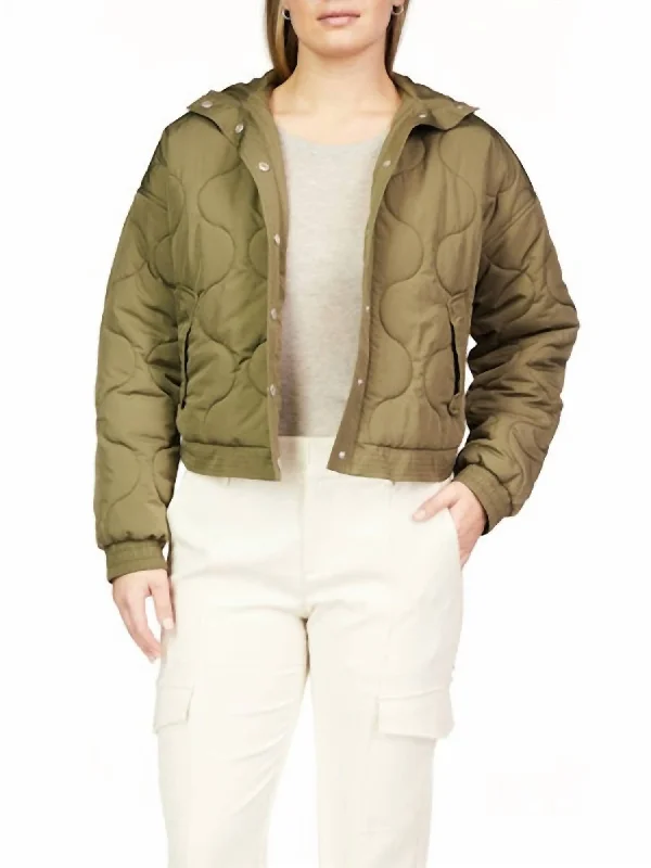 Bold Fashion Comfy Quilted Jacket In Burnt Olive