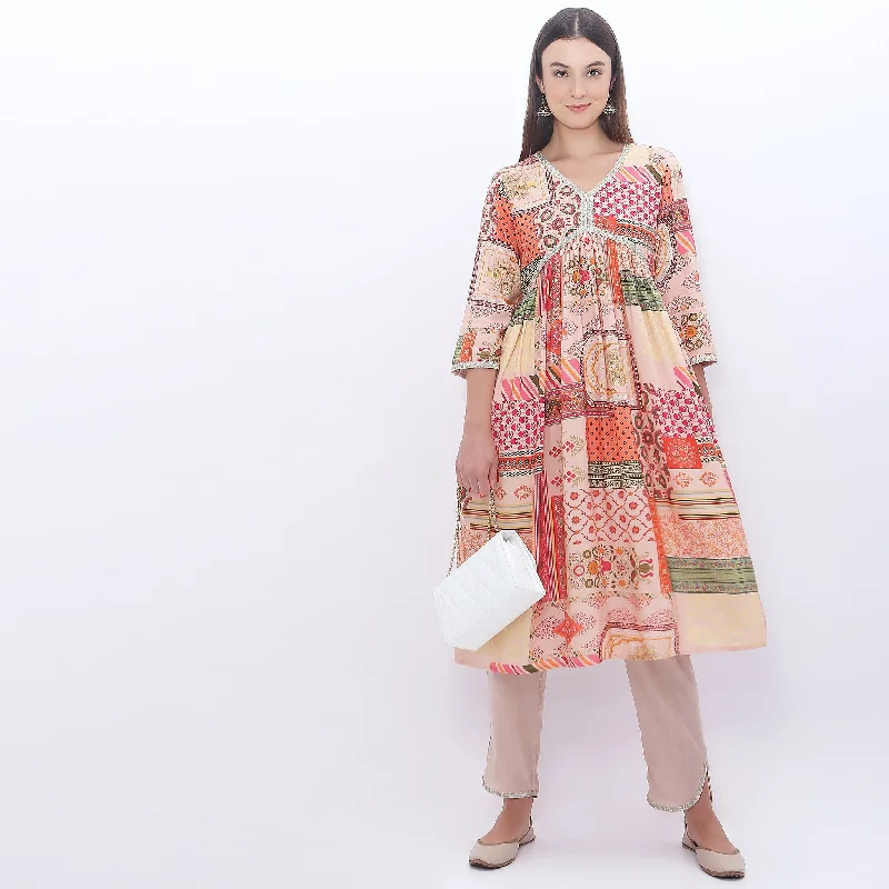 Eclectic Fashion Flare Fit Printed Kurta