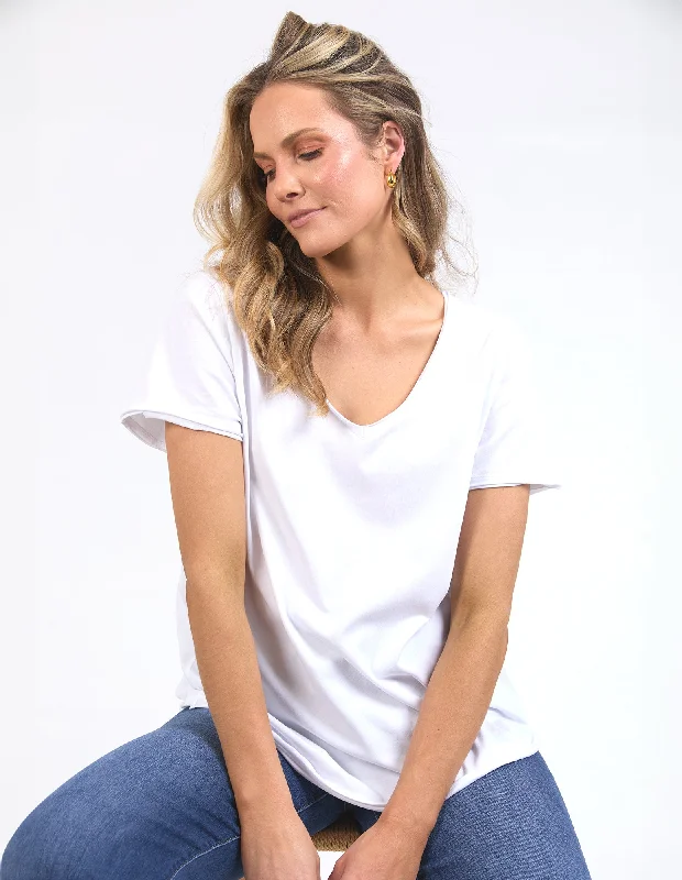 Best Online Clothing Boutiques Elm Pima Vee Tee White