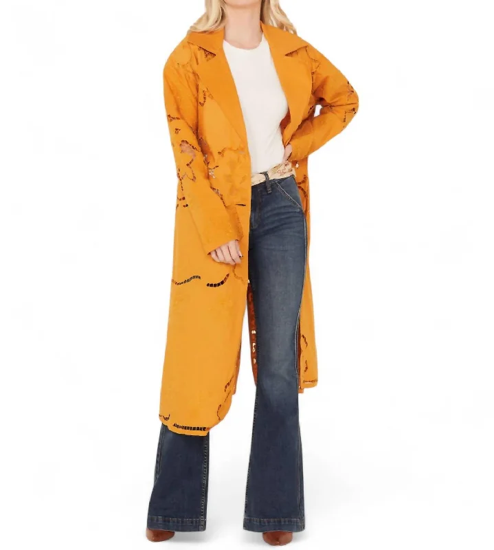 Fashion Essentials Susanna Duster In Mustard Brown