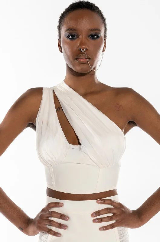 Limited Time Flash Sale IN MY BAG ONE SHOULDER MESH DETAIL BANDAGE TANK