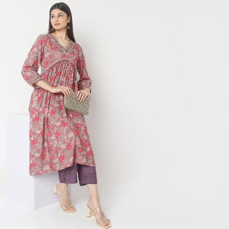 Outfits For Girls Flare Fit Printed Kurta