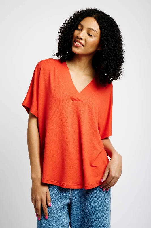 Seasonal Trends The Ultimate V Neck Viscose Basic in Coral