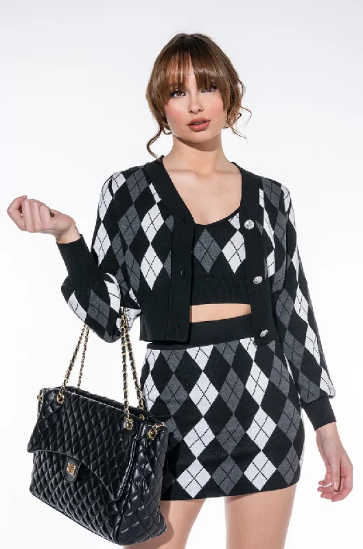 Fresh Styles, Fresh Deals BIRDIE ARGYLE KNIT MINI SKIRT