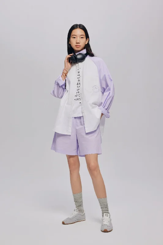 Casual Fashion Taro Purple Shirt Set-Shorts