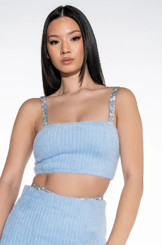 The Epitome Of Modern Women's Fashion GET A CLUE RHINESTONE CROP TOP