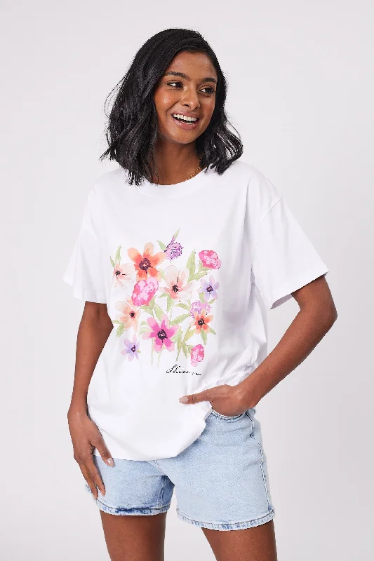 Cool Prices Shine On Label Floral Fantasy Tee White