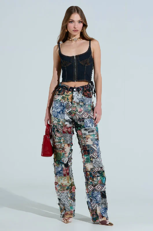 New Arrivals ODESSA RELAXED FIT PATCHWORK PANTS