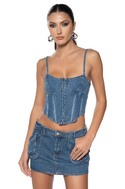 Forward Trendsetter ON THE MOVE DENIM CORSET TOP