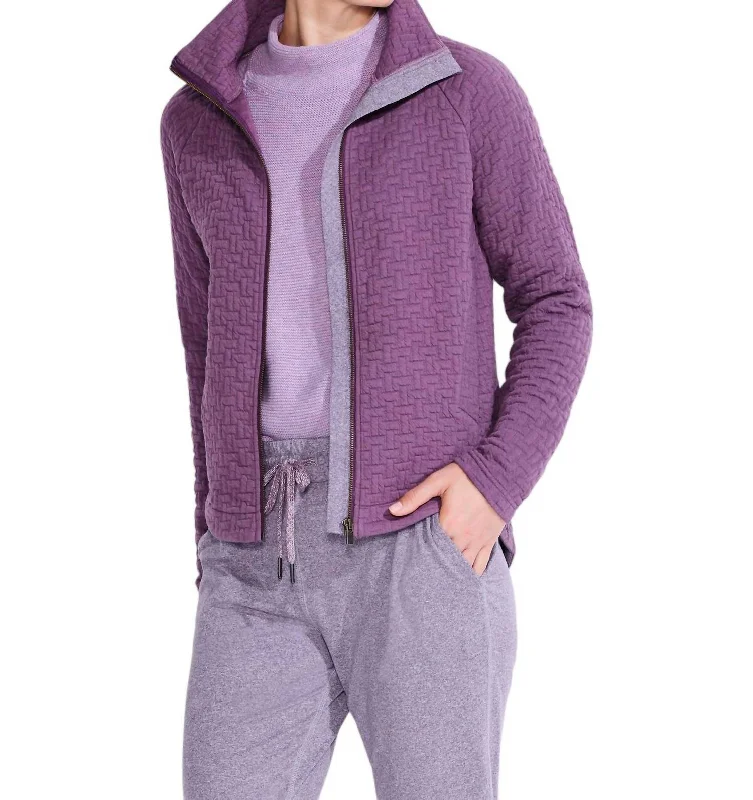 Laid-Back Elegance All Year Quilted Jacket In Plum