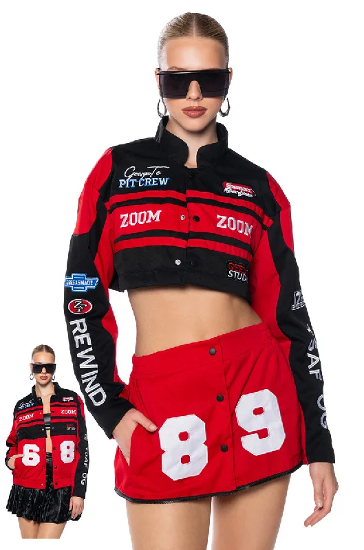 Clothes For Women ZOOM ZOOM TWO IN ONE BOMBER SKIRT SET