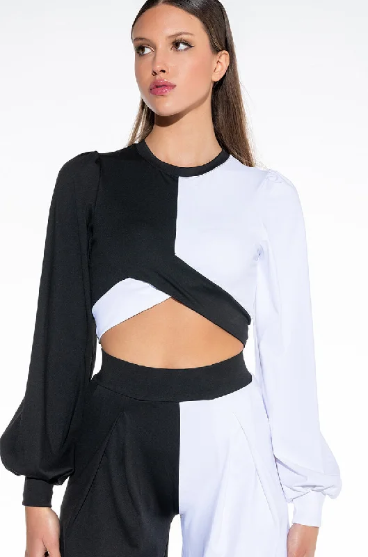 All Season Basics Discount NALA COLORBLOCK CROPPED BLOUSE