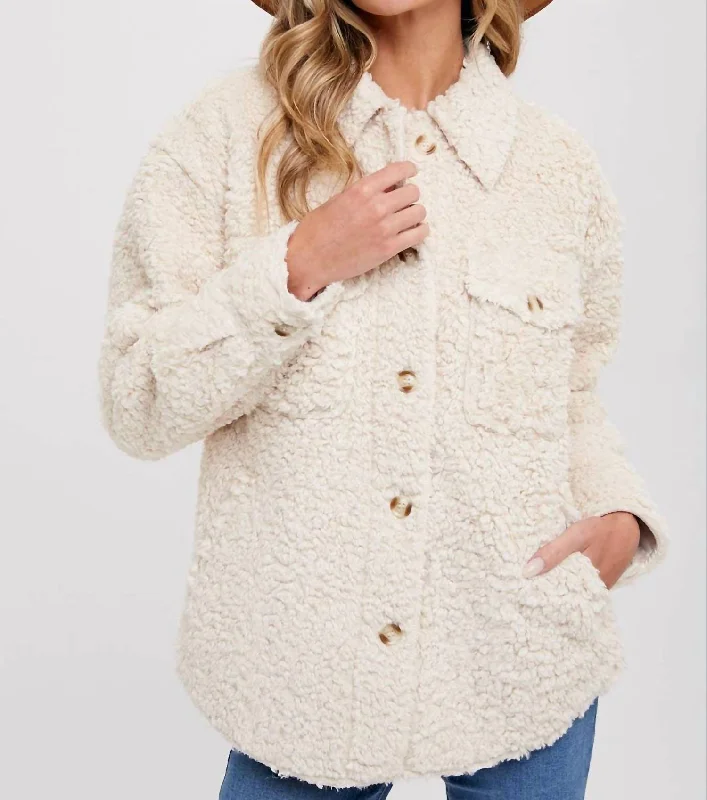 Affordable Online Boutiques Sherpa Jacket In Cream