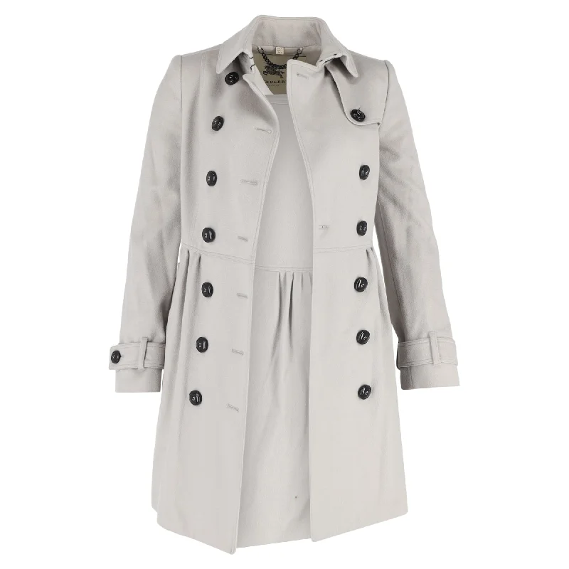 Outfits Ideas Burberry Double Breasted Trench Jacket in Grey Cotton