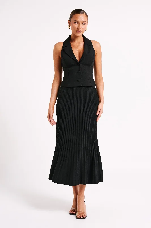 Hot Sale Twyla Pleated Suiting Maxi Skirt - Black