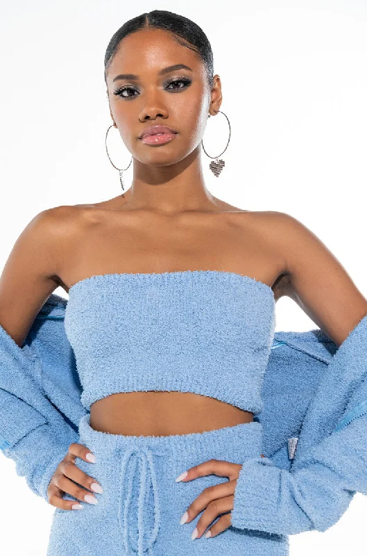 Trendy Street Style COME THROUGH COZY TUBE TOP BLUE