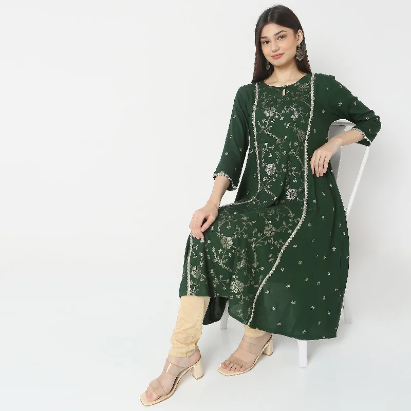 Trendy Women’s Apparel for All Seasons Flare Fit Embroidered Kurta