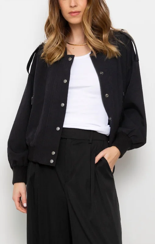 Fashion Forward Femininity Estelle Bomber Jacket In Black