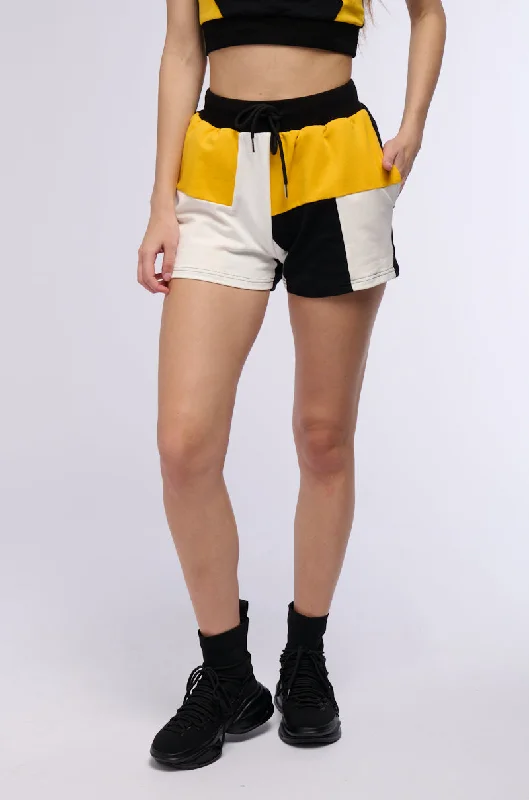 Chic Style, Always In Vogue ON THE GO COLOR BLOCK TIE WAIST SHORT