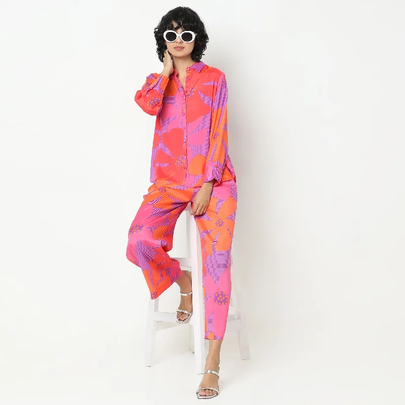 Quick Grab Deals Straight Fit Printed Tunic Shirt with Pant Set