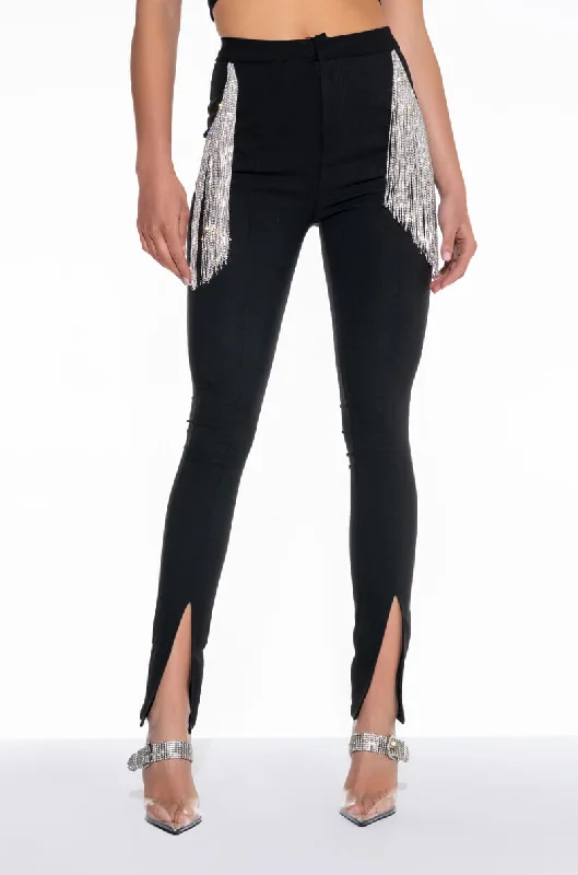 Discount Extravaganza DECKED OUT RHINESTONE FRINGE PANT