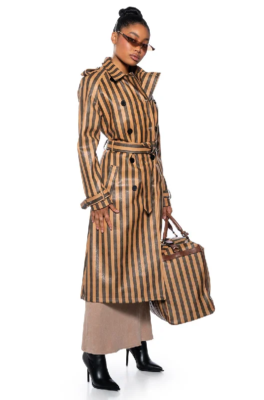 VIP Member Discount BLEEKER STREET STRIPE PU TRENCH