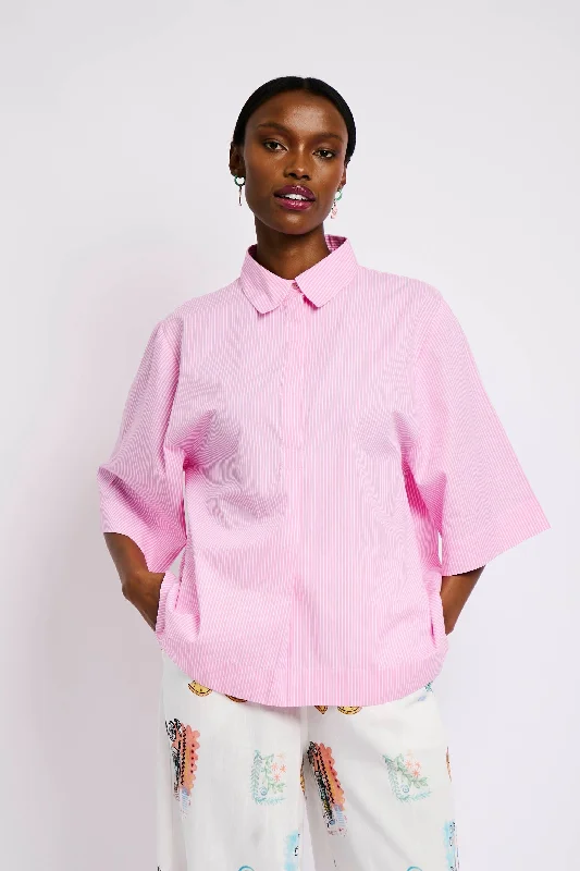 Women's Clothing Stores The Perfect Boxy Shirt in Pink Stripe