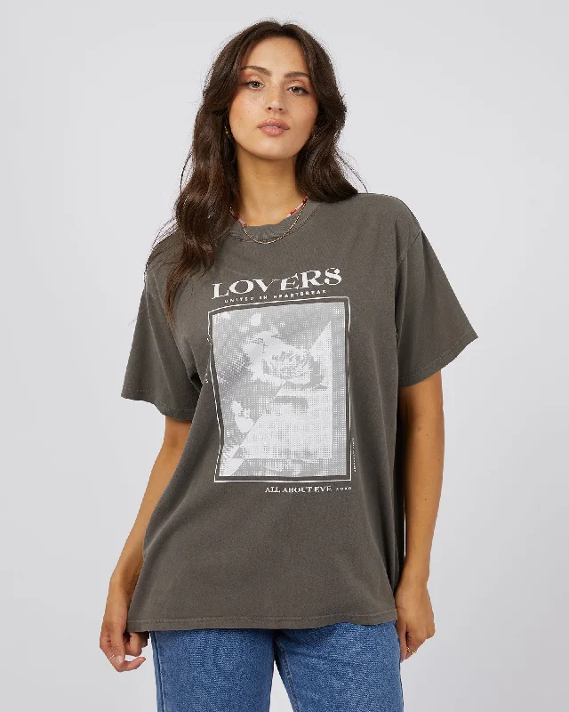 Elegant Fashion All About Eve Lovers Oversized Tee Charcoal