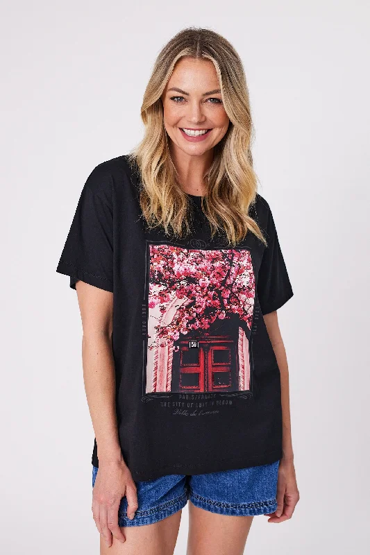 Street Style Fashion Shine On Label Blossom Belles Tee Black