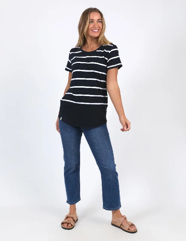 Trendy Outfits For Girls Elm Rib S/S Tee Navy & White Stripe