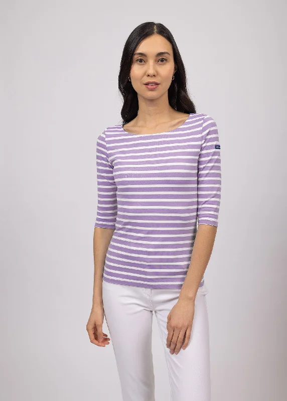 Gorgeous Glamour Collection GARDE-COTE III - Nautical Striped Sport Top With UV Protection | Women Fit (LILAC / WHITE)