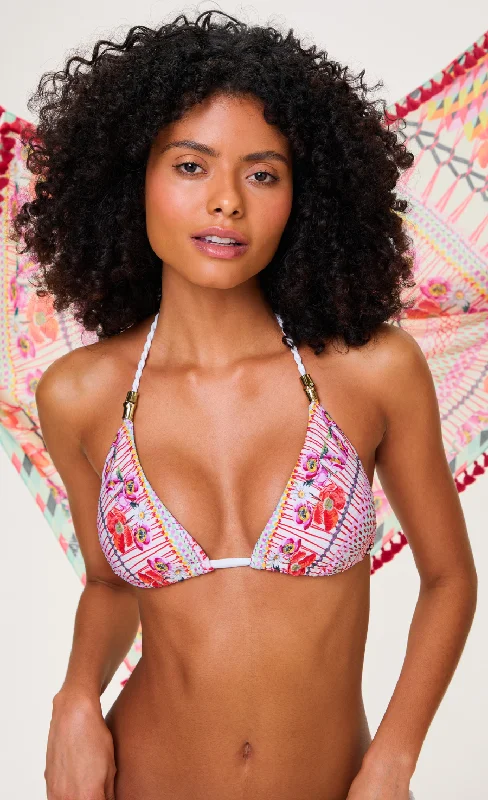 Vibrant Styles Pomegranate Triangle Bikini Top - Pink Mix