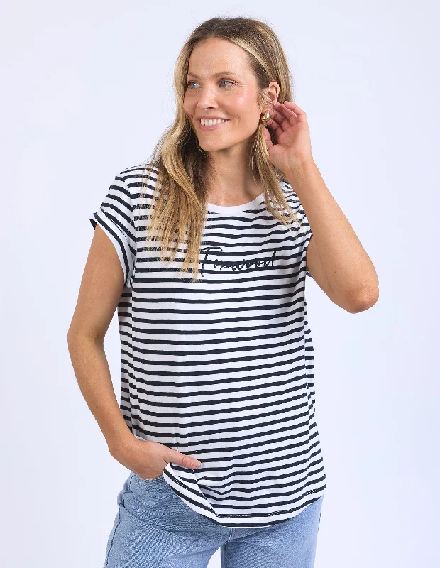 Elegant Clothing Foxwood Signature Stripe Tee Dark Sapphire/White Stripe