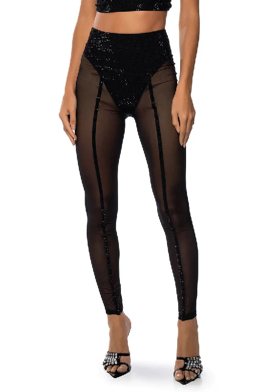 Chic And Trendy DYNAMITE EMBELLISHED HIGH WAIST MESH LEGGING