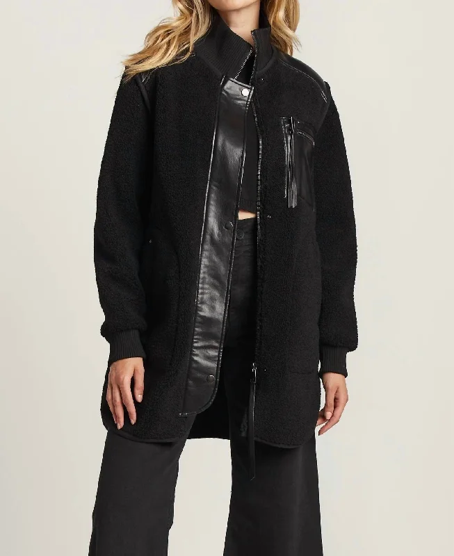 Trendy Styles Audrey Faux Shearling Coat Jacket In Black