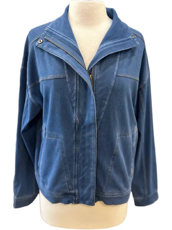 Comfortable Clothes Women's Jean Jacket In Washed Denim