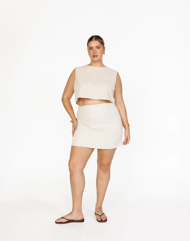 Women's Clothing Sale Online Como Linen Mini Skirt (Oat)