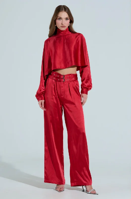 Don't Miss Out FEELIN THE LOVE BELTED SATIN TROUSER