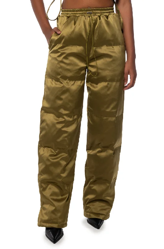 Style Your Wardrobe PUT U ON WIDE LEG SATIN PUFFER PANT