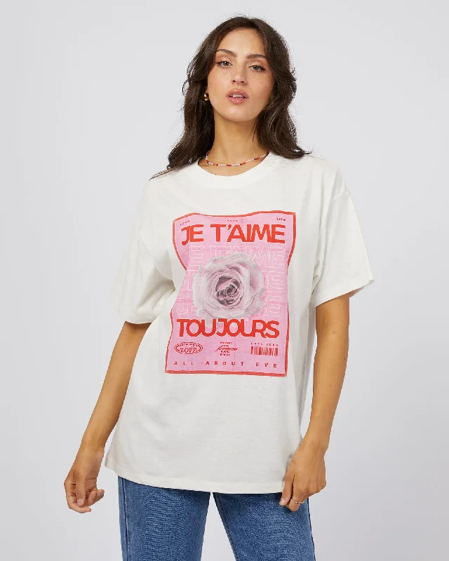 Women Fashion All About Eve Je T'aime Oversized Tee Vintage White